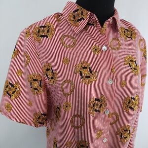Vintage 80s Lauren Lee Women's Red Crest Top size 12 Timeless Maximalism